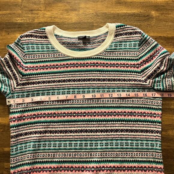 Talbots Women's Small Sweater Pullover Wool Blend Fair Isle Knit Crewneck Stripe - Picture 5 of 5